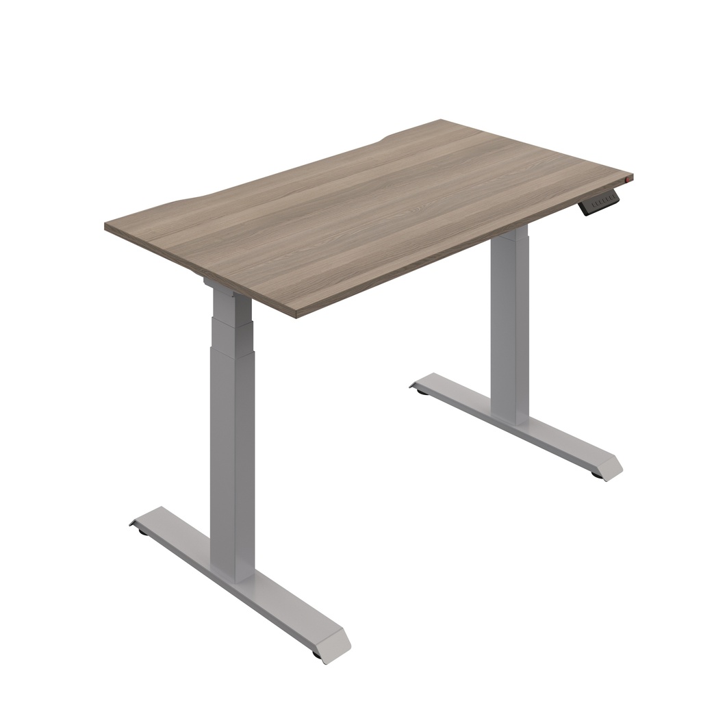 Okoform Heated Dual Motor Height Adjustable Desk (FSC) | 1400X800 | Grey Oak/Silver | 