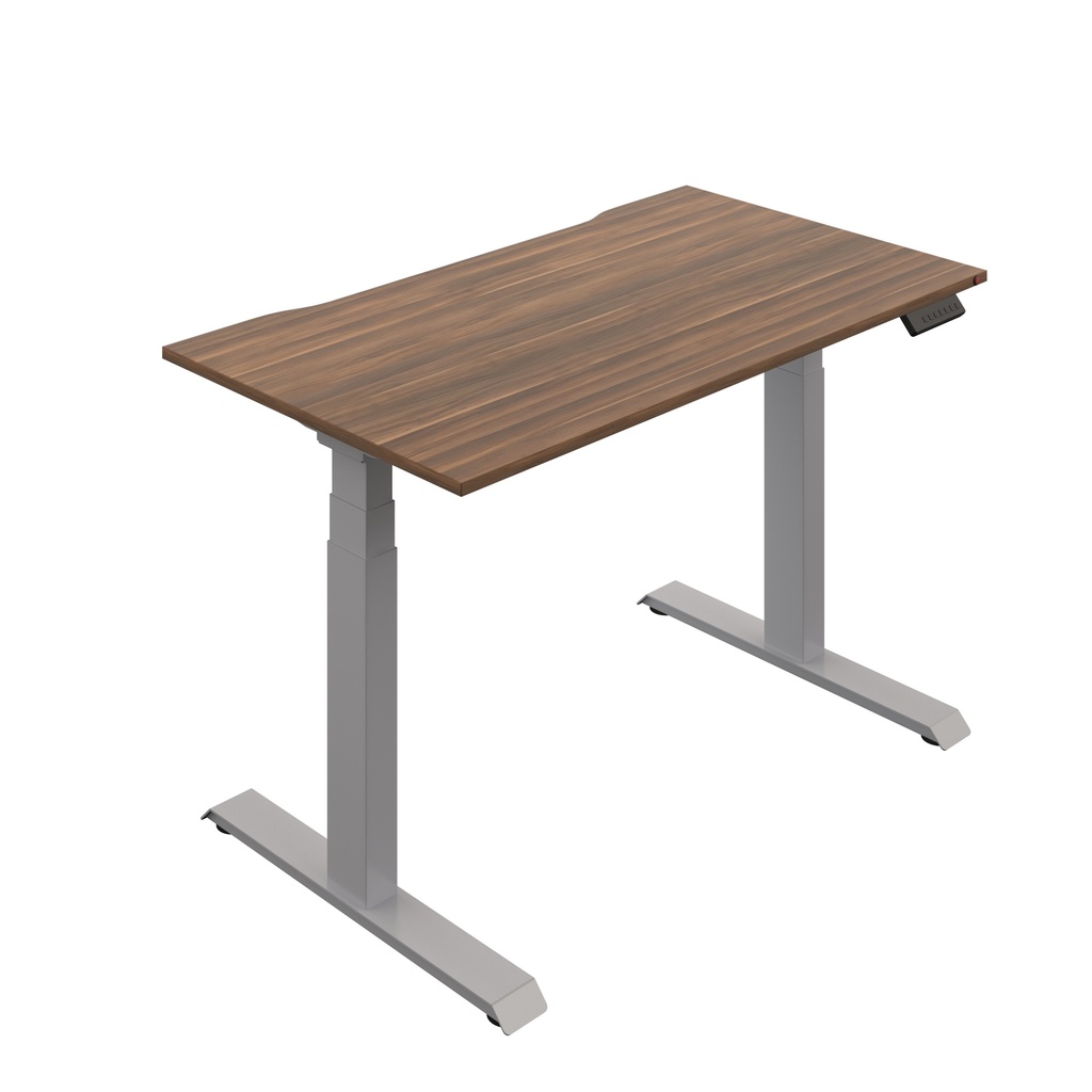 Okoform Heated Dual Motor Height Adjustable Desk (FSC) | 1400X800 | Dark Walnut/Silver | 