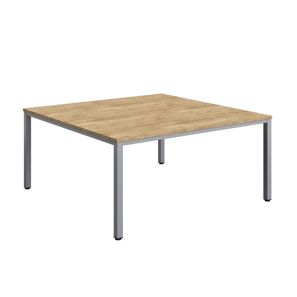 Fraction Infinity Square Meeting Table (FSC) | 1600 X 1600 | Natural Nebraska Oak/Silver