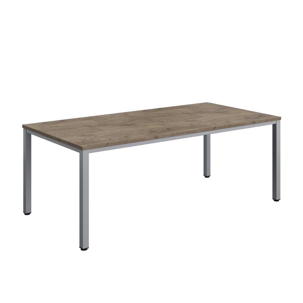 Fraction Infinity Rectangular Meeting Table (FSC) | 2000 X 1000 | Grey Nebraska Oak/Silver