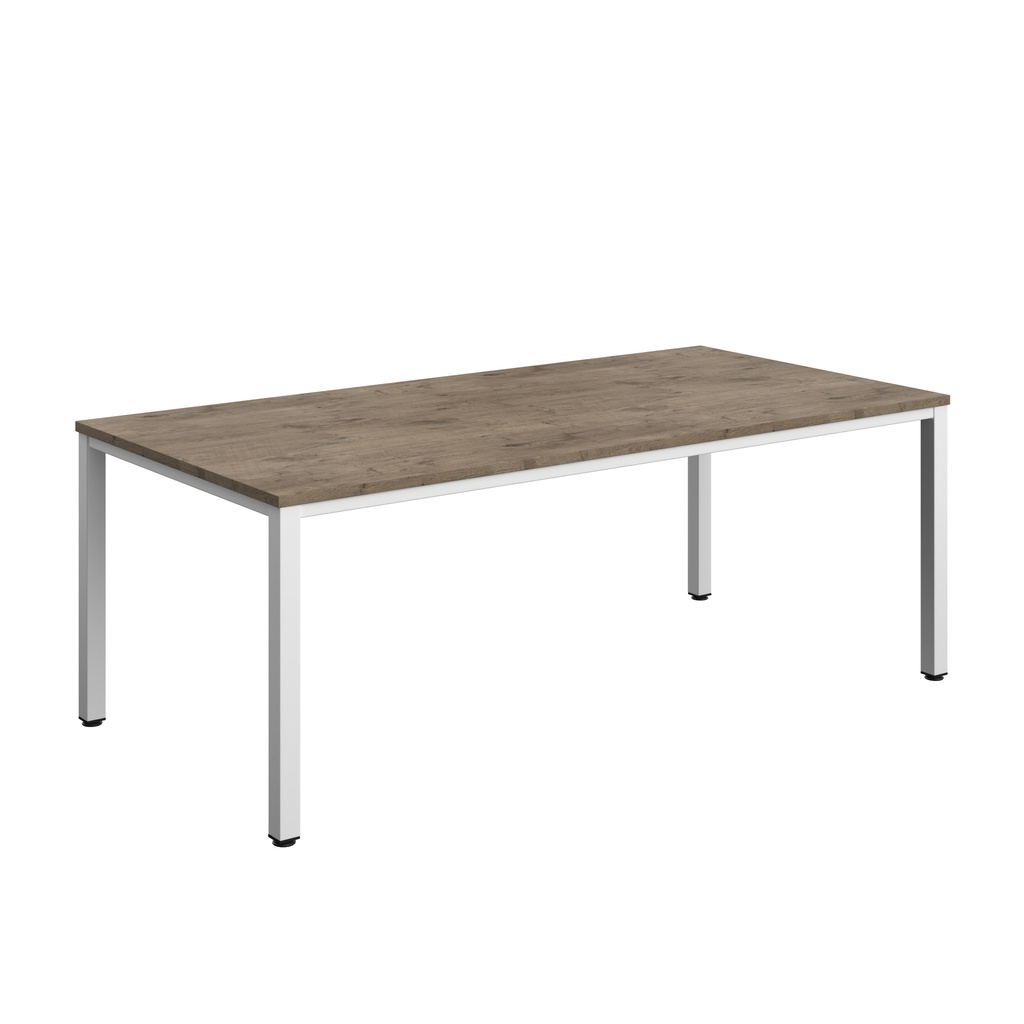 Fraction Infinity Rectangular Meeting Table (FSC) | 2000 X 1000 | Grey Nebraska Oak/White