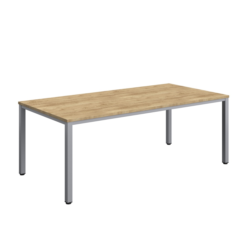 Fraction Infinity Rectangular Meeting Table (FSC) | 2000 X 1000 | Natural Nebraska Oak/Silver