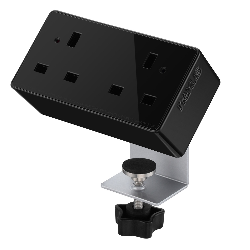 Desktop Power Module 2X 240V Uk Sockets Black Housing Black Veneer