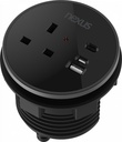 80Mm In-Desk Power Module 1X240V Uk Socket 30W Usb-C 27WUsb-A Black Housing Black Bezel Black Veneer (With Additional Usb-CKeystone Blank - Keystone NotSupplied)