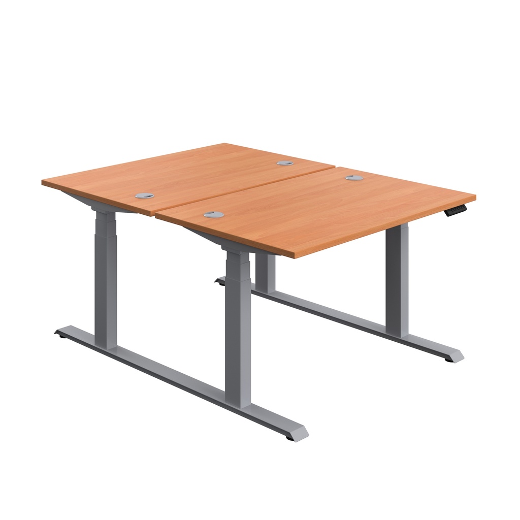 Economy Back To Back Sit Stand Desk (FSC) | 1200 X 800 | Beech/Silver | 