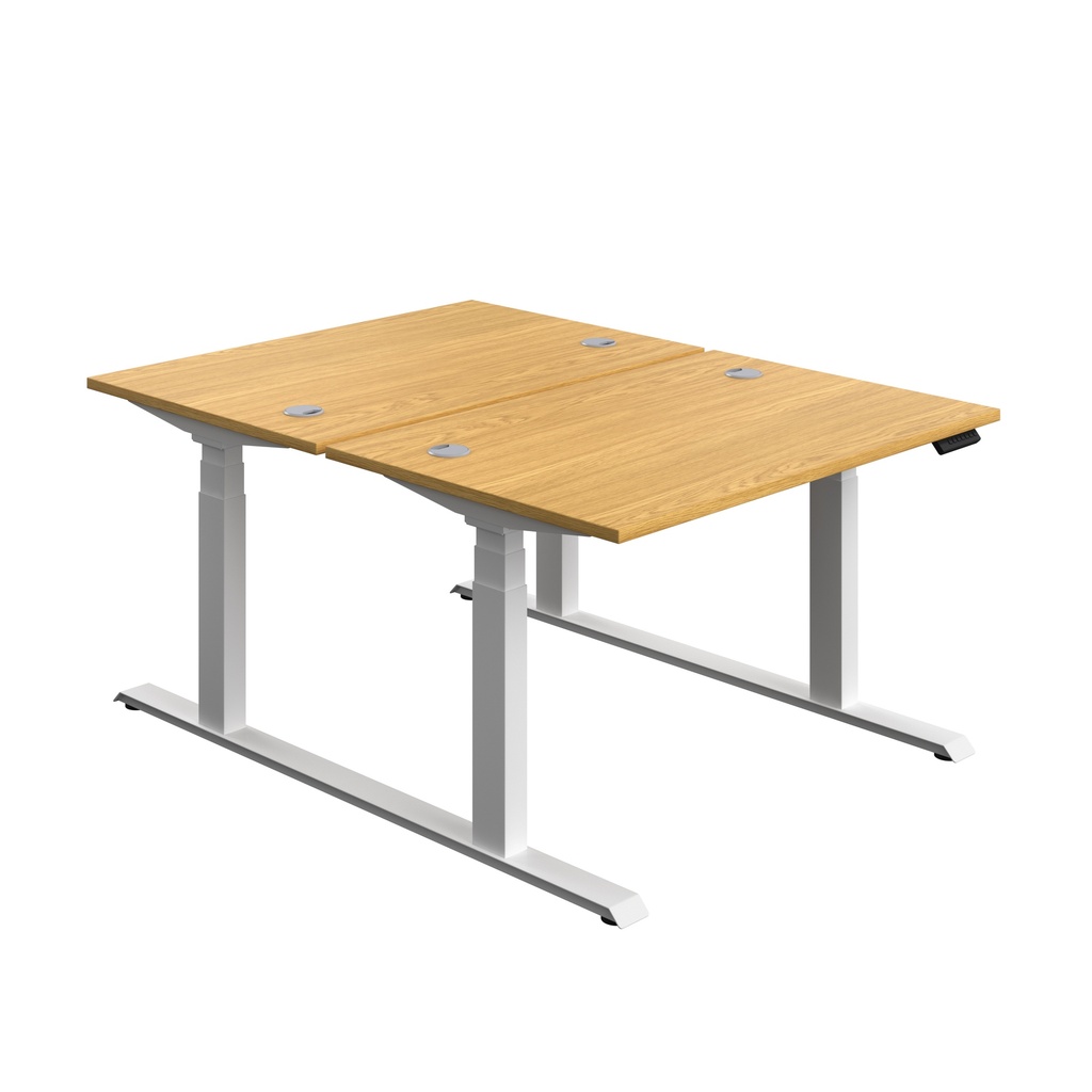 Economy Back To Back Sit Stand Desk (FSC) | 1200 X 800 | Nova Oak/White | 