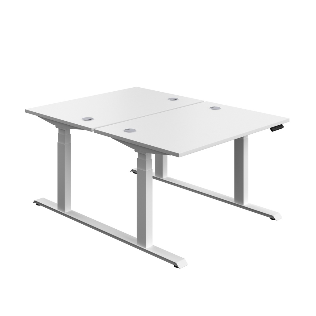 Economy Back To Back Sit Stand Desk (FSC) | 1200 X 800 | White/White | 