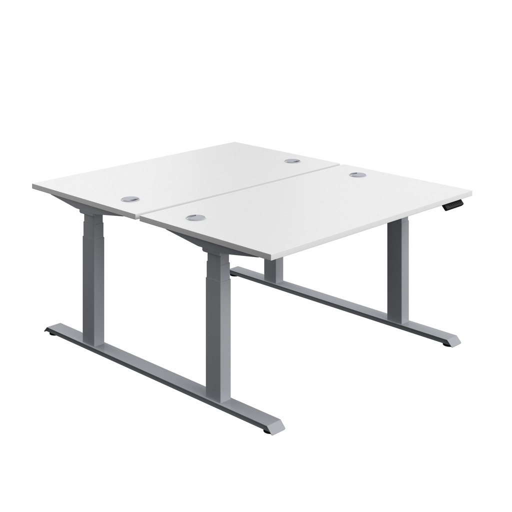 Economy Back To Back Sit Stand Desk (FSC) | 1400 X 800 | White/Silver | 