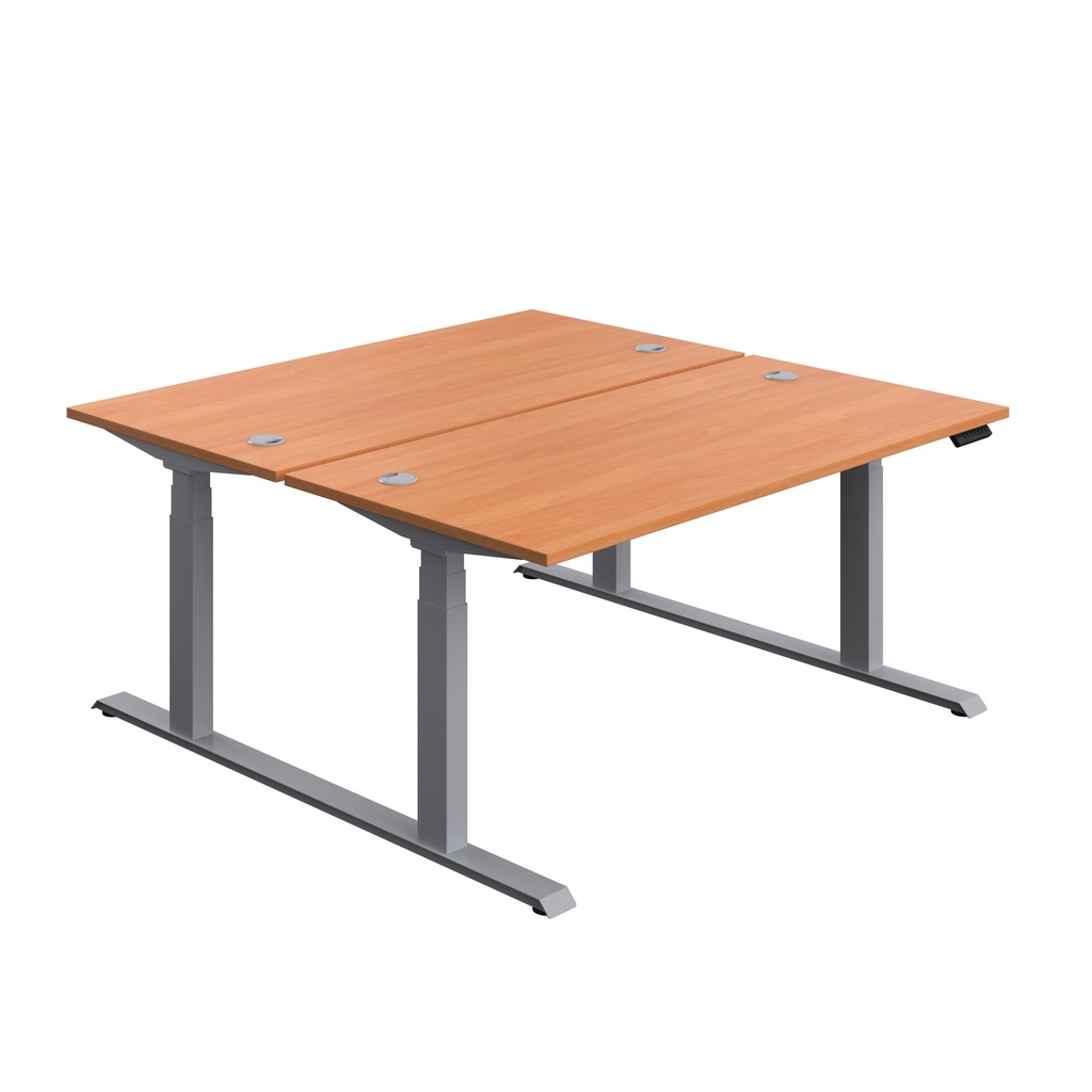 Economy Back To Back Sit Stand Desk (FSC) | 1600 X 800 | Beech/Silver | 