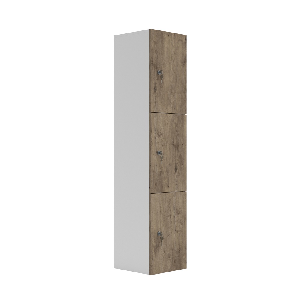 Wooden Locker (FSC) | 3 Doors | Grey Nebraska Oak