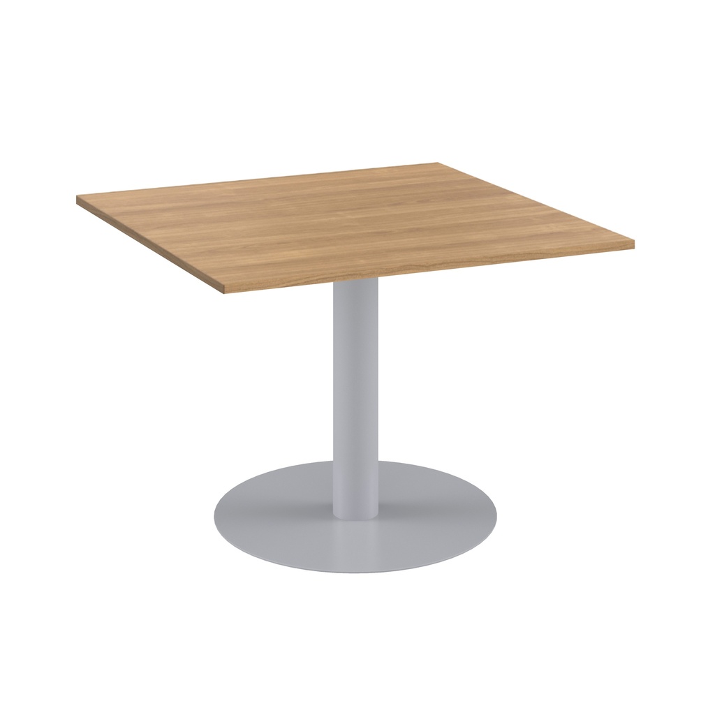 One Contract Meeting Table 1000 X 1000 Silver Base Nova Oak Top