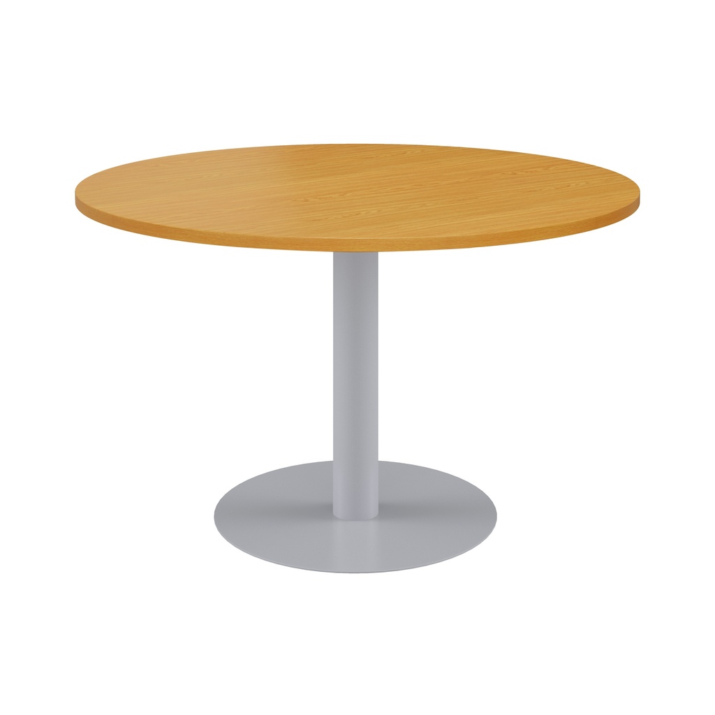 One Contract Meeting Table 1000 Diameter Silver Base Beech Top