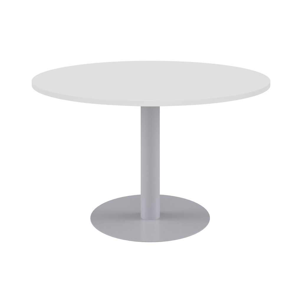 One Contract Meeting Table 1000 Diameter Silver Base White Top