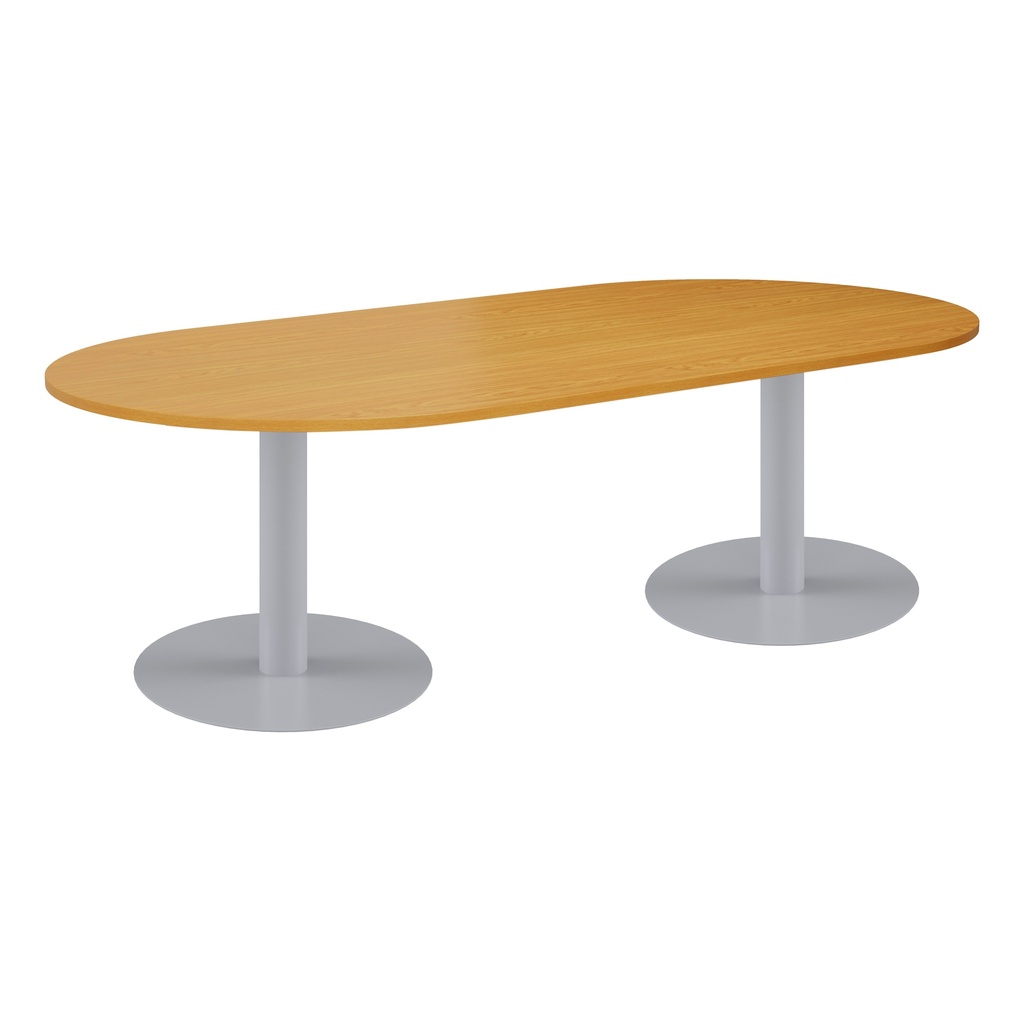 One Contract Meeting Table 2400 X 1000 Radial End Silver Base Beech Top