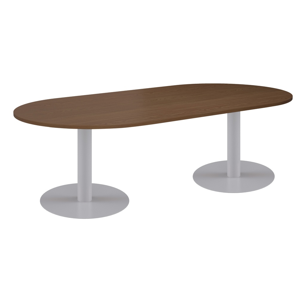 One Contract Meeting Table 2400 X 1000 Radial End Silver Base Dark Walnut Top