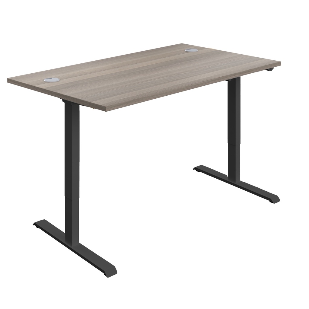 Economy Single Motor Sit Stand Desk (FSC) | 1400 X 800 | Grey Oak/Black | 