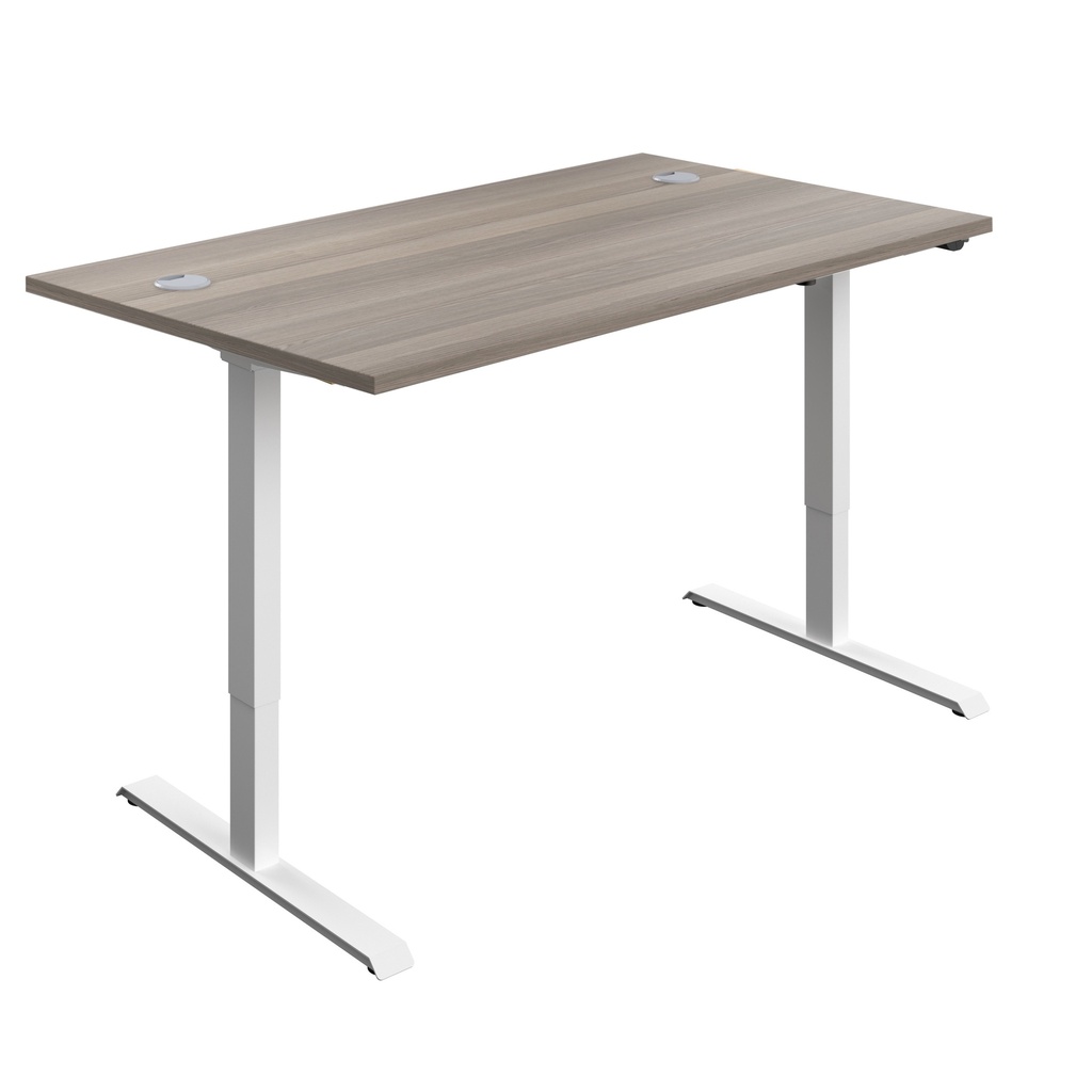 Economy Single Motor Sit Stand Desk (FSC) | 1400 X 800 | Grey Oak/White | 