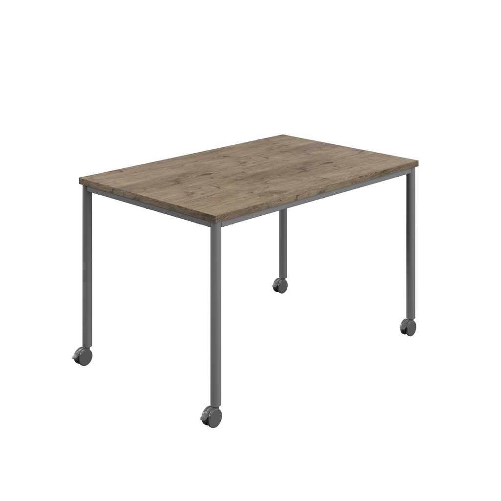 Titan Mobile Rectangular Table (FSC) | 1400 X 600 | Anthracite/Grey Nebraska Oak