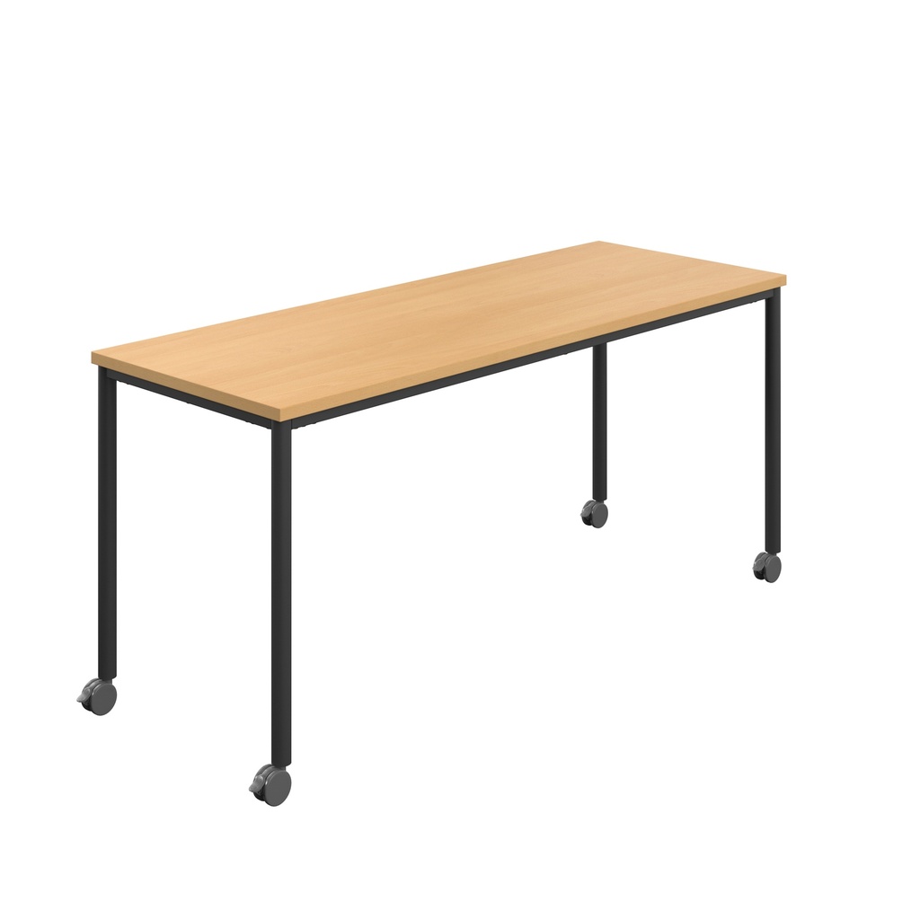 Titan Mobile Rectangular Table (FSC) | 1600 X 800 | Black/Ellmau Beech