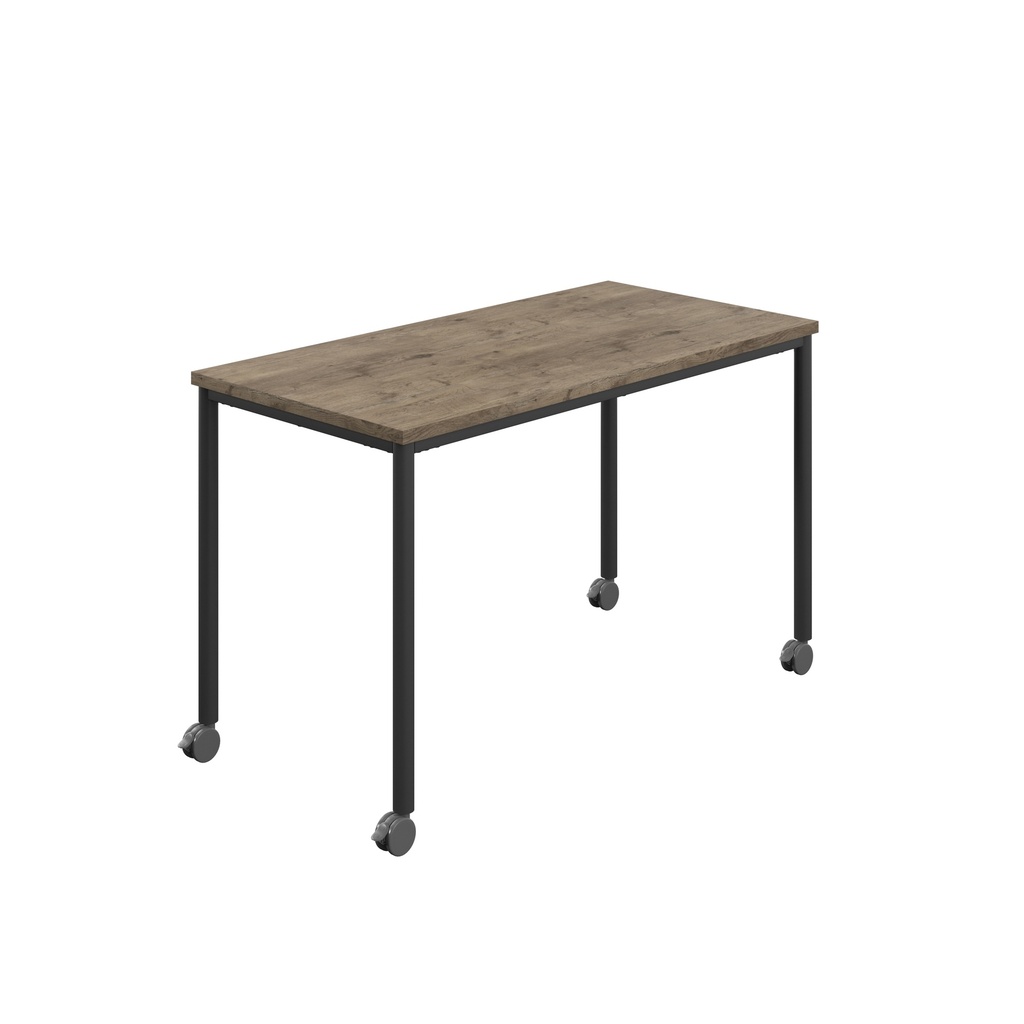 Titan Mobile Rectangular Table (FSC) | 1200 X 600 | Black/Grey Nebraska Oak