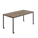 Titan Mobile Rectangular Table (FSC) | 1400 X 800 | Black/Grey Nebraska Oak