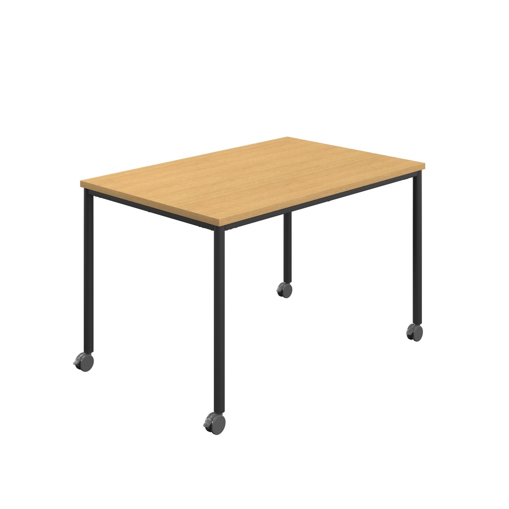 Titan Mobile Rectangular Table (FSC) | 1400 X 600 | Black/Sorano Oak