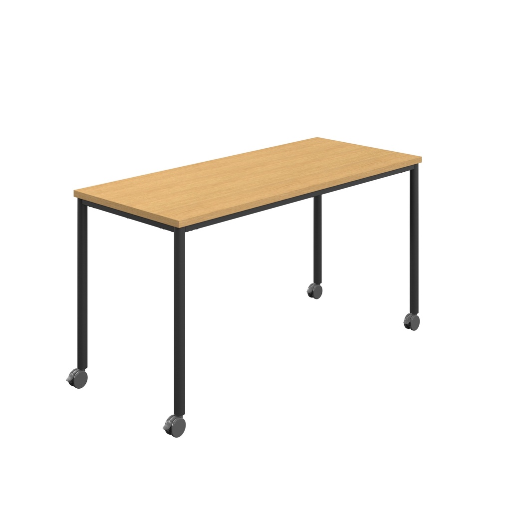 Titan Mobile Rectangular Table (FSC) | 1800 X 600 | Black/Sorano Oak