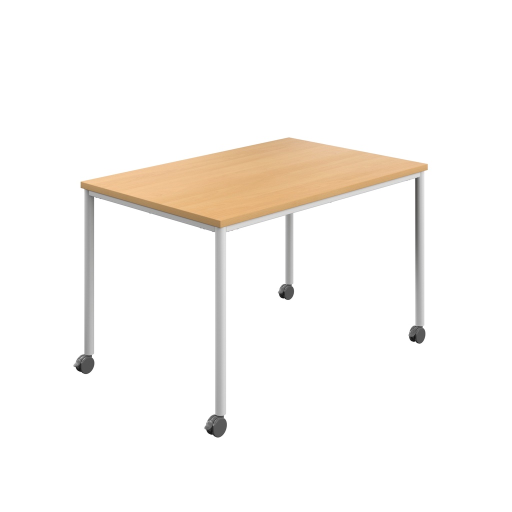 Titan Mobile Rectangular Table (FSC) | 1400 X 600 | White/Ellmau Beech