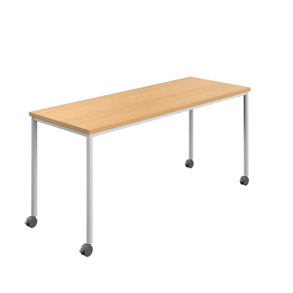 Titan Mobile Rectangular Table (FSC) | 1600 X 800 | White/Ellmau Beech