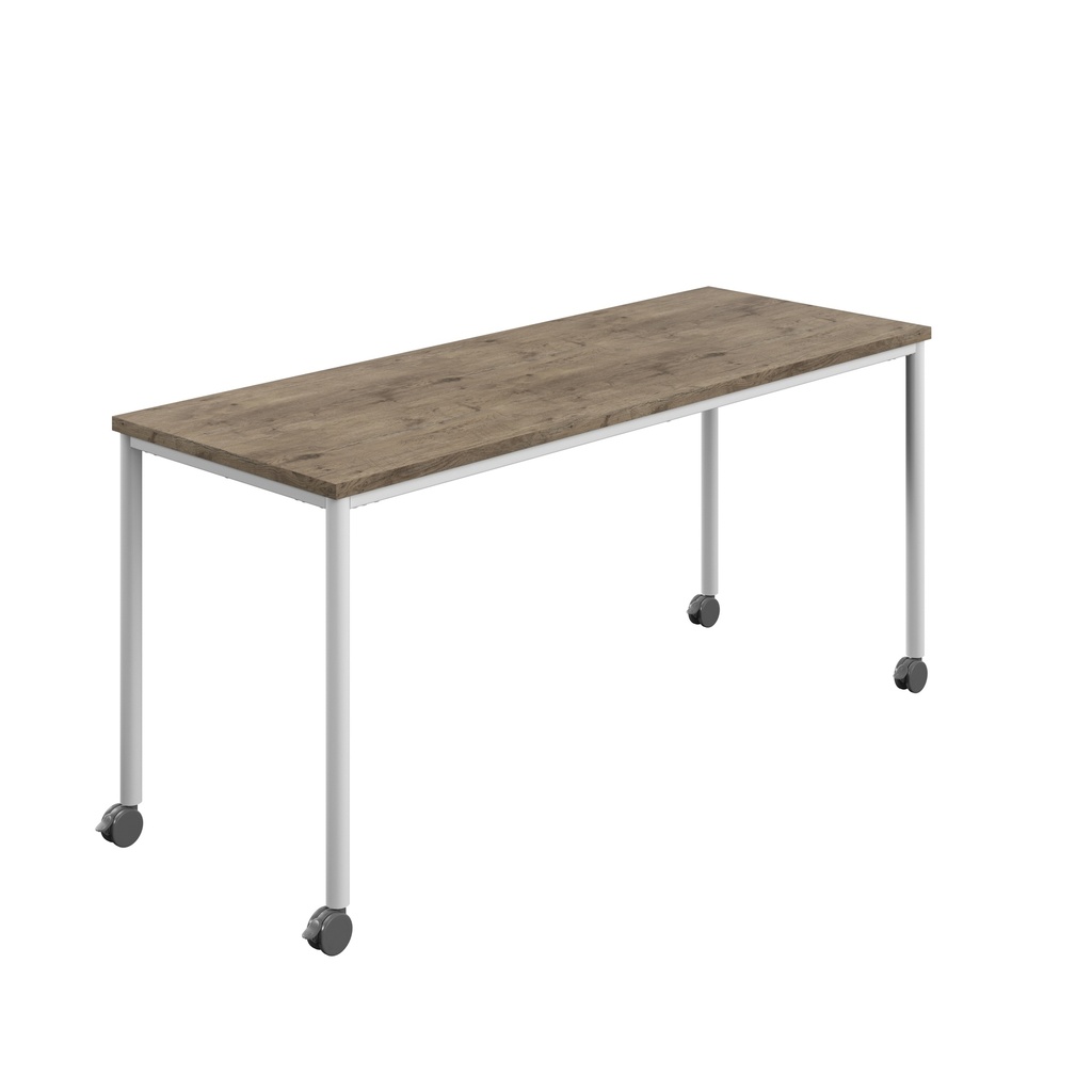 Titan Mobile Rectangular Table (FSC) | 1200 X 800 | White/Grey Nebraska Oak