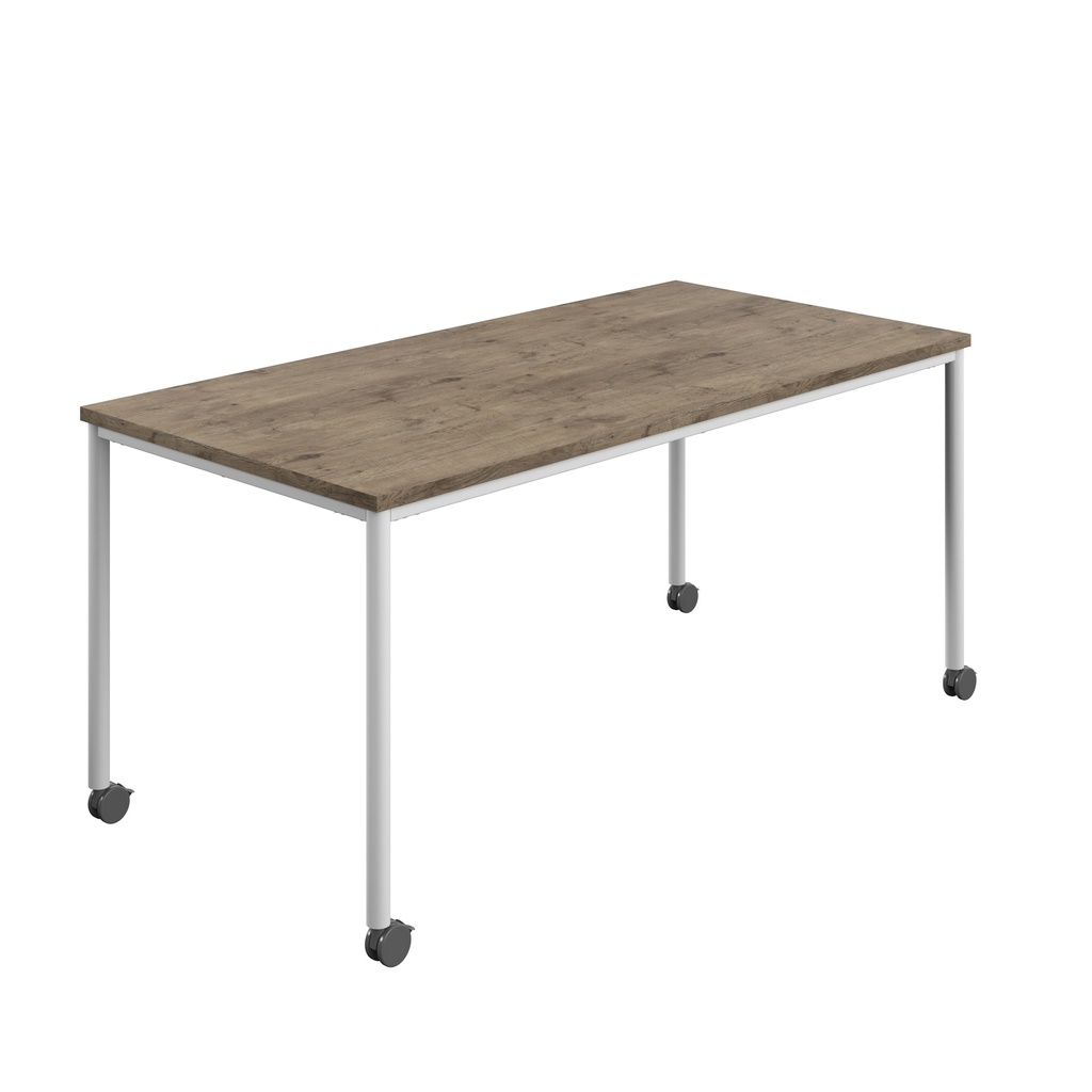 Titan Mobile Rectangular Table (FSC) | 1400 X 800 | White/Grey Nebraska Oak