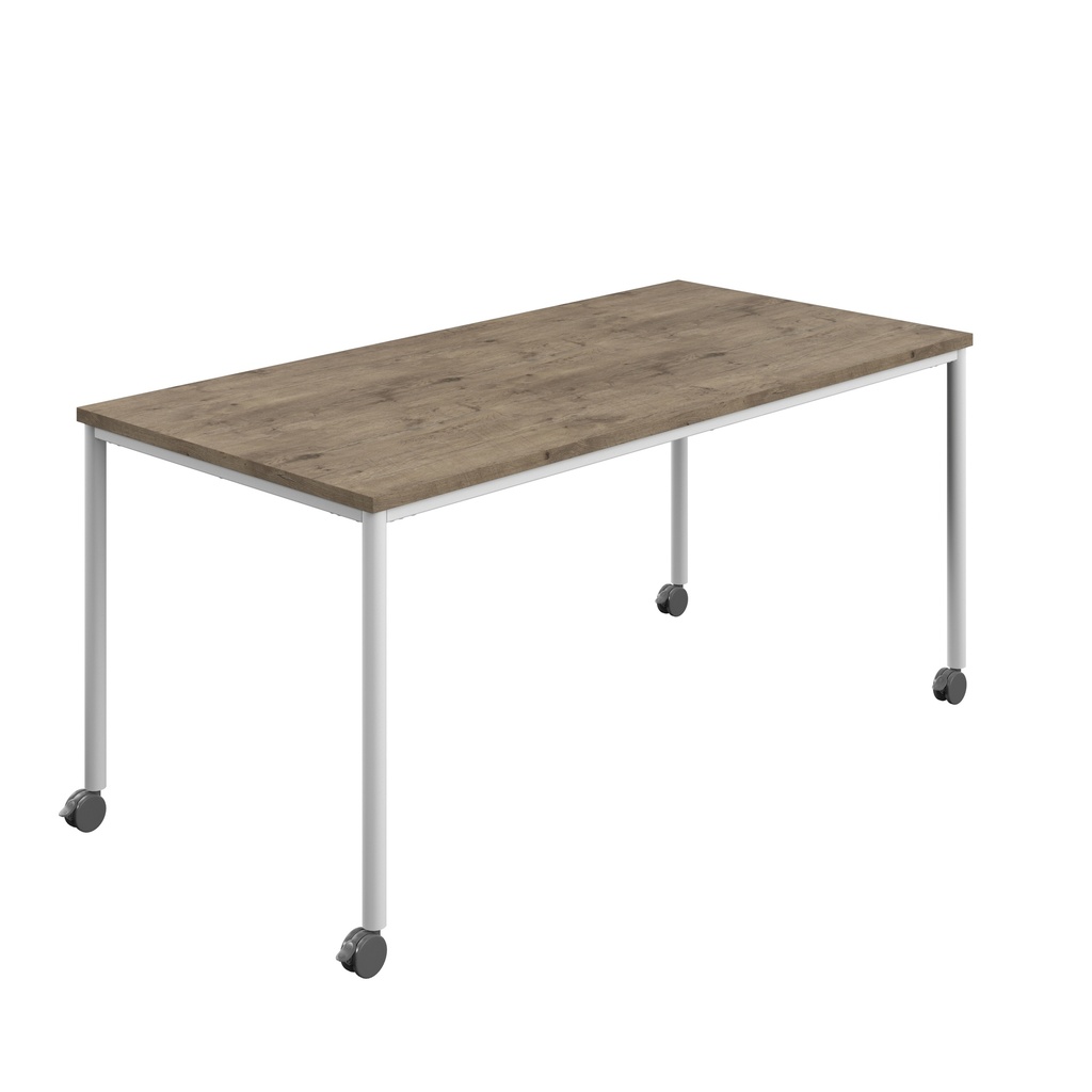 Titan Mobile Rectangular Table (FSC) | 1800 X 800 | White/Grey Nebraska Oak