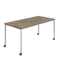 Titan Mobile Rectangular Table (FSC) | 1800 X 800 | White/Grey Nebraska Oak