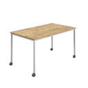 Titan Mobile Rectangular Table (FSC) | 1600 X 600 | White/Natural Nebraska Oak