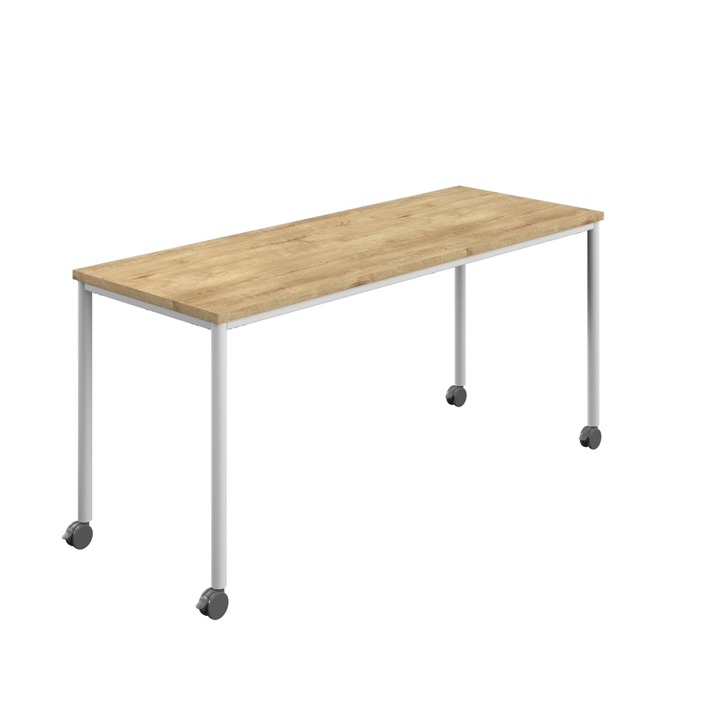 Titan Mobile Rectangular Table (FSC) | 1200 X 800 | White/Natural Nebraska Oak