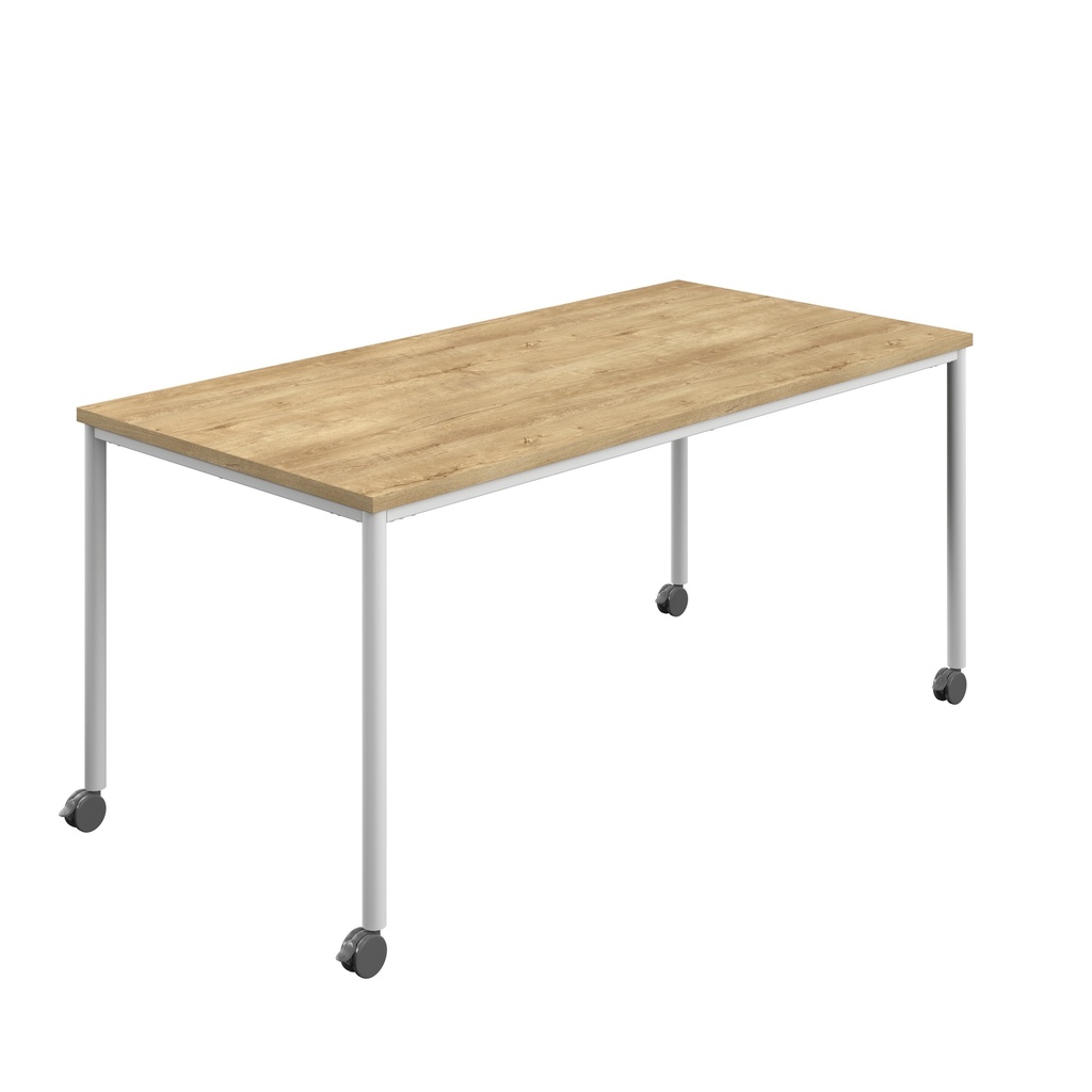 Titan Mobile Rectangular Table (FSC) | 1800 X 800 | White/Natural Nebraska Oak