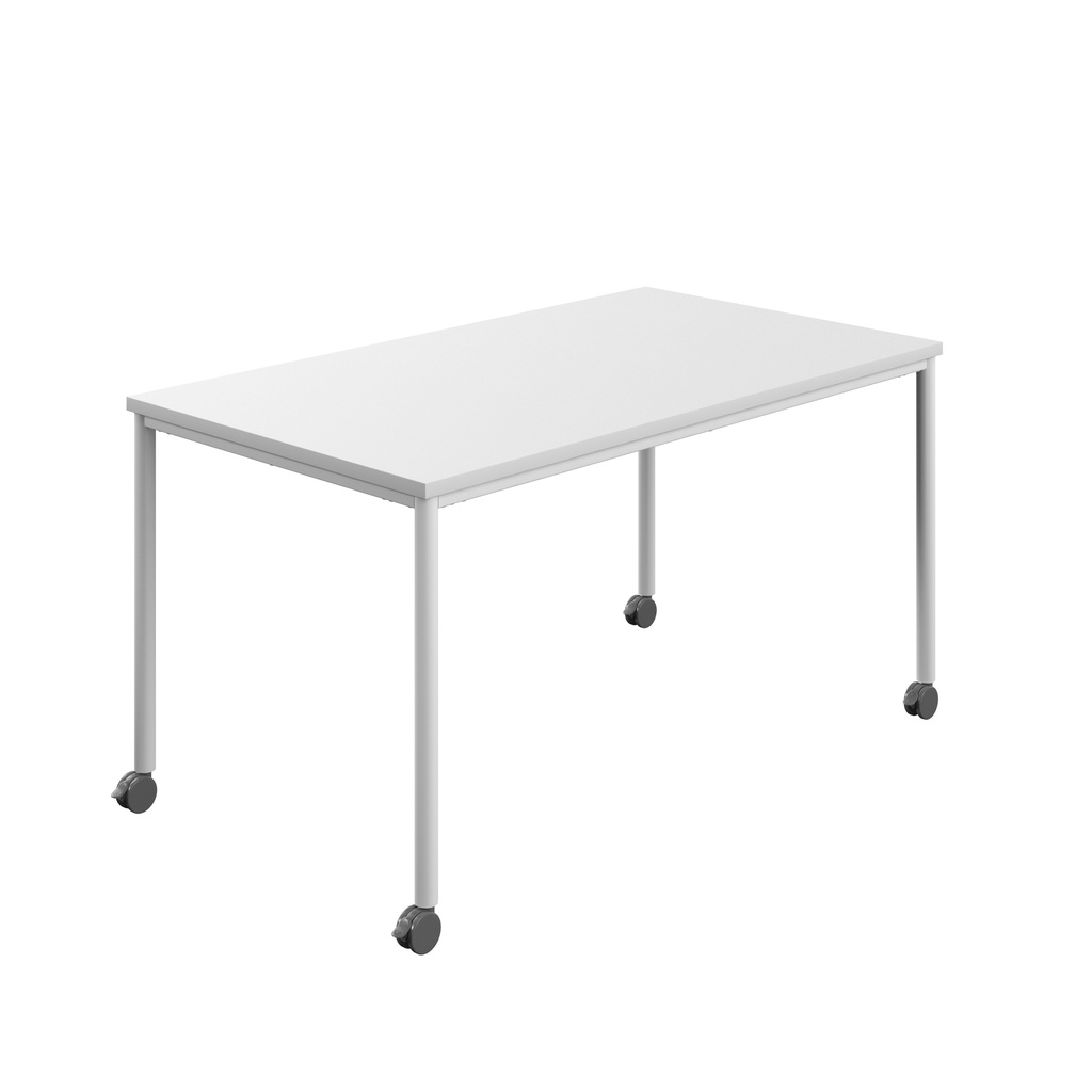 Titan Mobile Rectangular Table (FSC) | 1600 X 600 | White/White