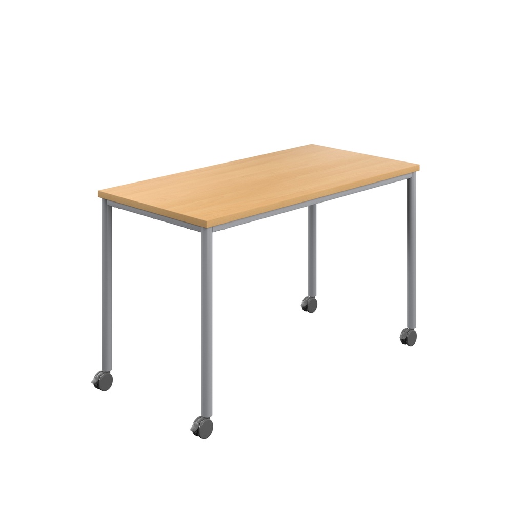 Titan Mobile Rectangular Table (FSC) | 1200 X 600 | Silver/Ellmau Beech