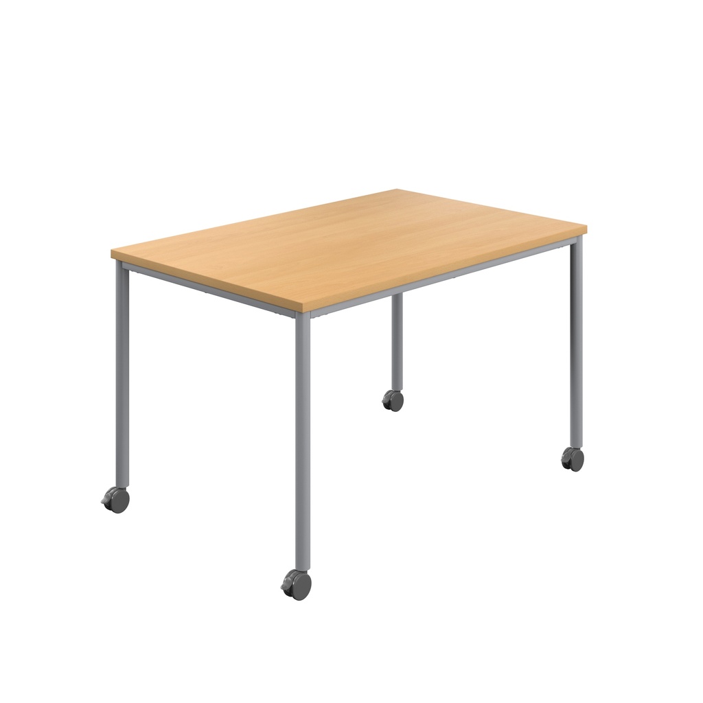 Titan Mobile Rectangular Table (FSC) | 1400 X 600 | Silver/Ellmau Beech