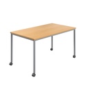 Titan Mobile Rectangular Table (FSC) | 1600 X 600 | Silver/Ellmau Beech