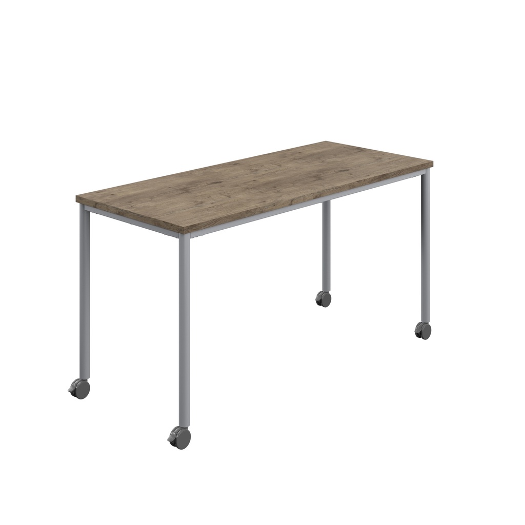 Titan Mobile Rectangular Table (FSC) | 1800 X 600 | Silver/Grey Nebraska Oak