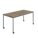 Titan Mobile Rectangular Table (FSC) | 1400 X 800 | Silver/Grey Nebraska Oak