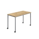 Titan Mobile Rectangular Table (FSC) | 1200 X 600 | Silver/Natural Nebraska Oak