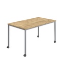 Titan Mobile Rectangular Table (FSC) | 1600 X 600 | Silver/Natural Nebraska Oak