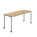 Titan Mobile Rectangular Table (FSC) | 1200 X 800 | Silver/Natural Nebraska Oak