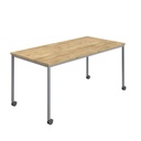 Titan Mobile Rectangular Table (FSC) | 1400 X 800 | Silver/Natural Nebraska Oak