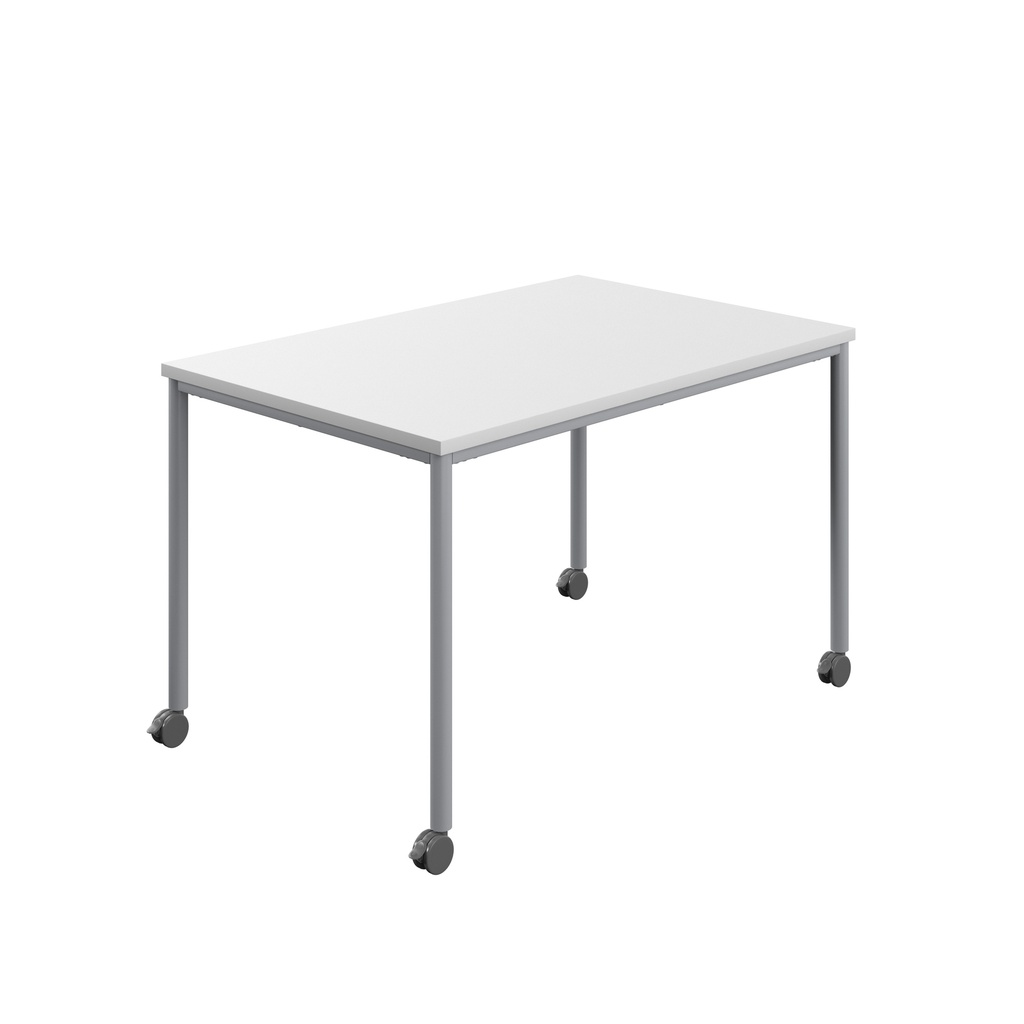 Titan Mobile Rectangular Table (FSC) | 1400 X 600 | Silver/White