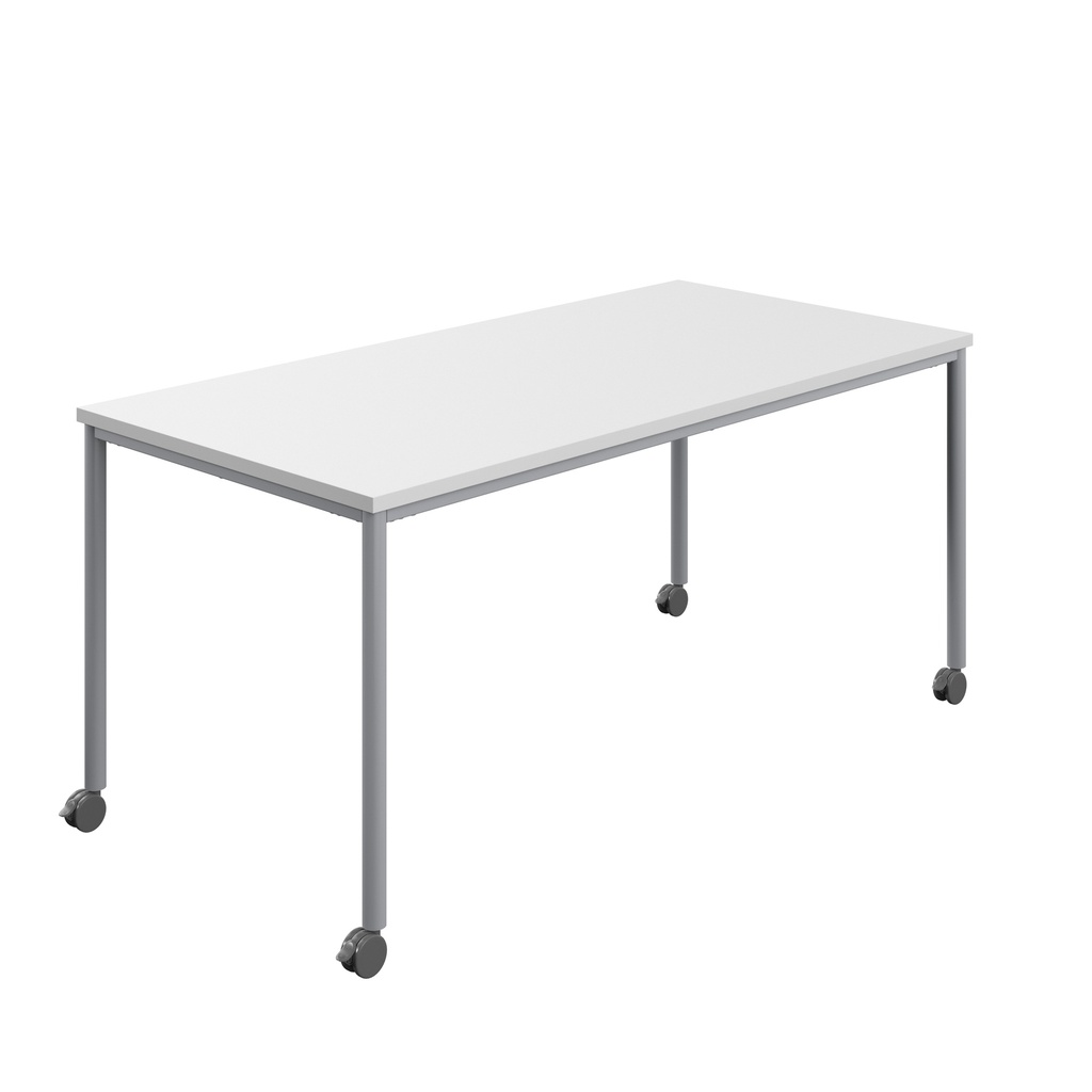 Titan Mobile Rectangular Table (FSC) | 1800 X 800 | Silver/White