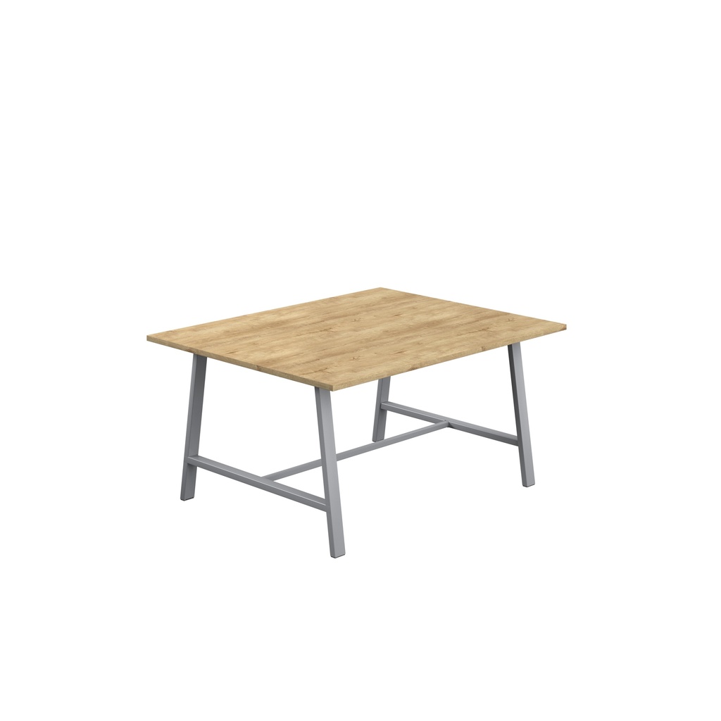 Titan Low Maker Rectangular Table (FSC) | 1500 X 1000 | Silver/Natural Nebraska Oak