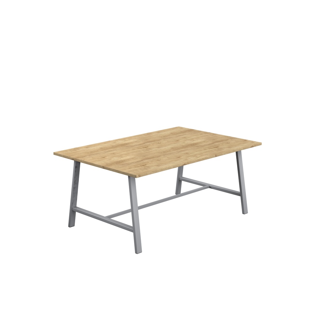 Titan Low Maker Rectangular Table (FSC) | 1800 X 1000 | Silver/Natural Nebraska Oak